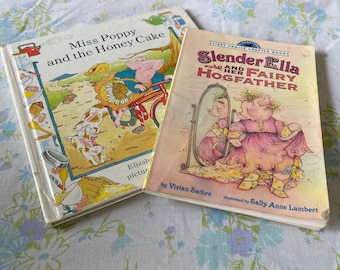Vintage LOT of 2 CHILDREN Storybooks Books about PIGS
