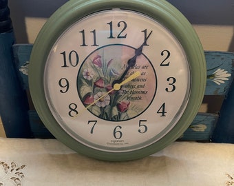 Vintage INGRAHAM Wall Clock FLOWERS with saying