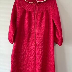 Vintage 60s Pink QUILTED Long ROBE Duster Medium