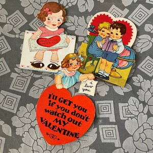 Vintage VICTORIAN Looking CHILDREN Lot of 3 VALENTINES Cards