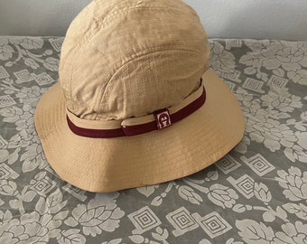 Etienne‎ Aigner Bucket Hat Womens Medium Tan Burgundy Logo Vintage USA Made Hat NEW Vintage Aigner Khaki/Burgundy Bucket Cloche Hat Logo  main image 2