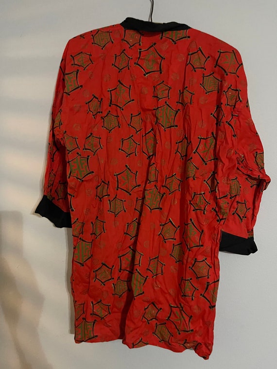 Vintage 1960s PLEETWAY Red Black Oriental KIMONO … - image 4