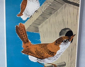 Het vintage POSTER van de Vogel van het WREN