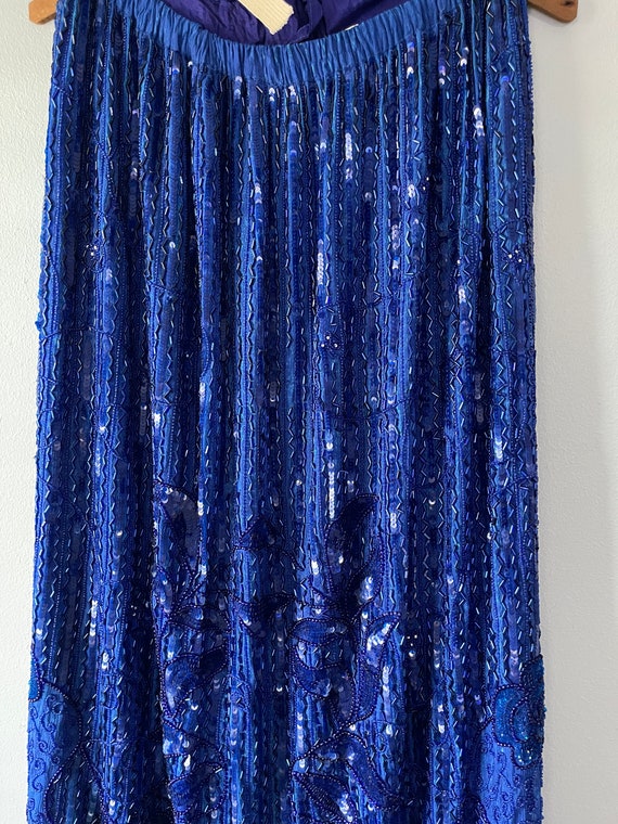 GORGEOUS Vintage 80s Royal Blue SEQUIN Beaded FOR… - image 2