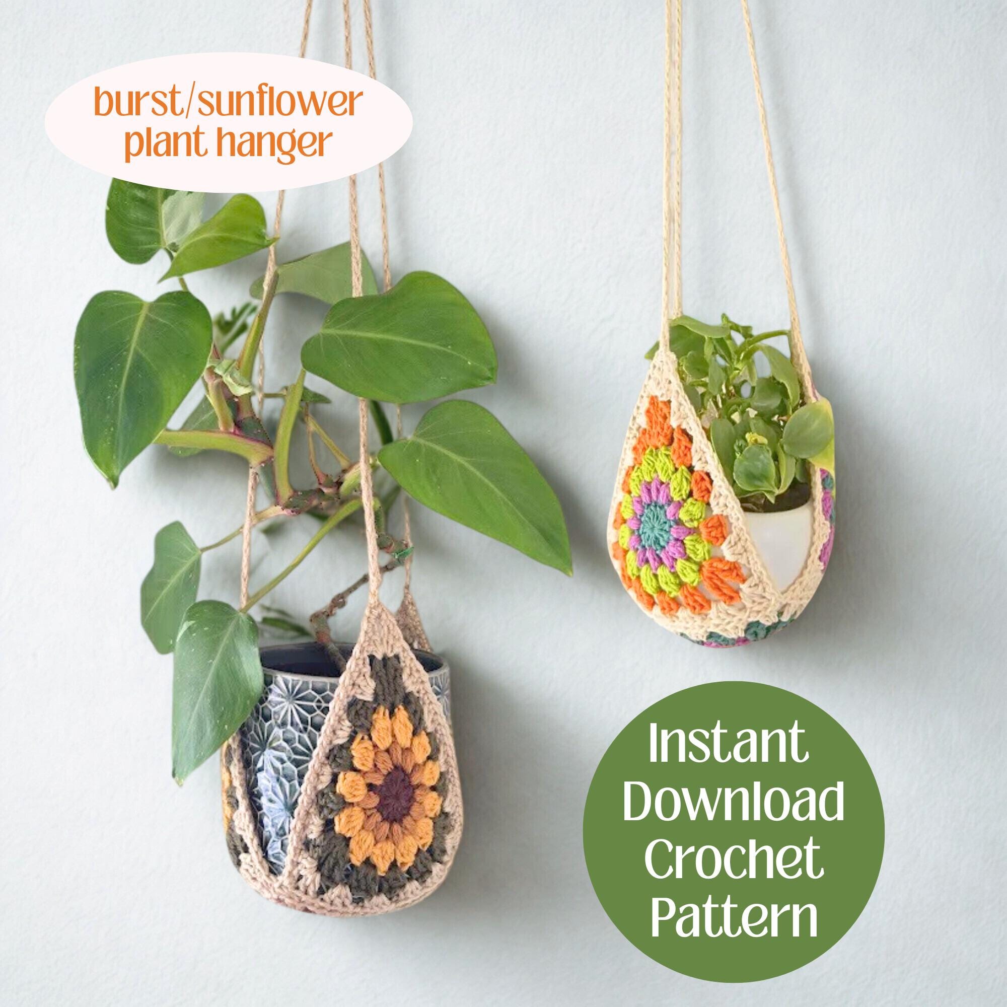 Crochet Plant Hanger  Plant Pot Crochet Pattern | Burst Sunflower Granny  Square (PDF Download) - Etsy