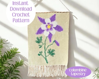 Décoration murale au crochet : motif de tapisserie au crochet Colombine (Modèle PDF)
