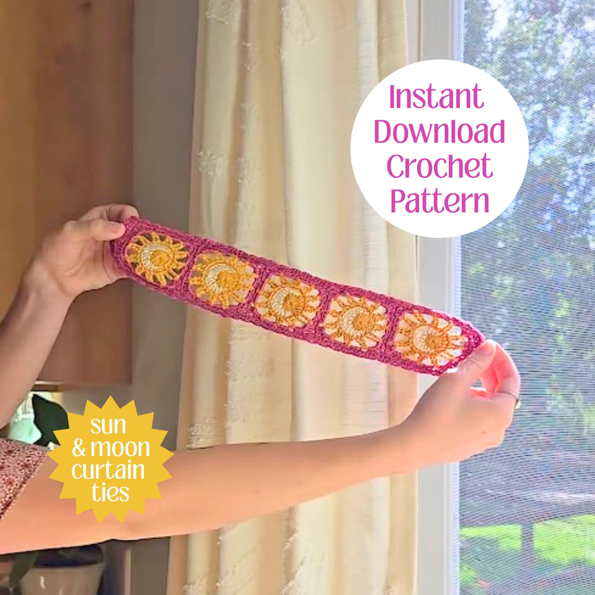 Celestial Sun and Moon Curtain Tie Crochet Pattern