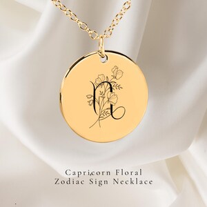 Spersonalizowany naszyjnik z kwiatowym znakiem zodiaku | Spersonalizowany naszyjnik zodiaku | Spersonalizowany minimalistyczny naszyjnik | Biżuteria z kwiatowym znakiem zodiaku na miesiąc urodzenia