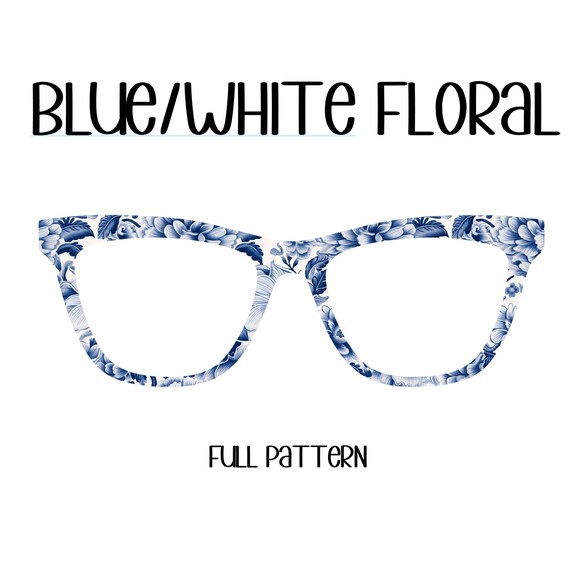 BLUE and WHITE FLORAL Eyewear Toppers, comes with N52 magnets