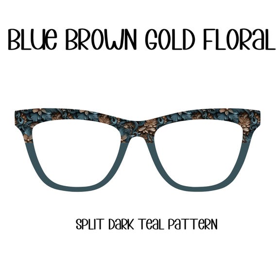 BLUE BROWN GOLD Floral Eyewear Toppers, comes with N52 magnets
