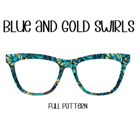 BLUE AND GOLD Swirls Eyewear Toppers, comes with N52 magnets