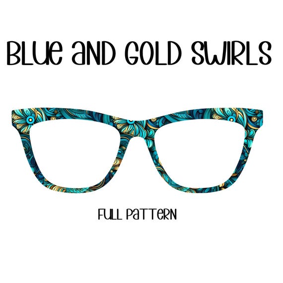 BLUE AND GOLD Swirls Eyewear Toppers, comes with N52 magnets