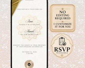 Muslim Wedding Invitation Website, Nikkah Invite, Online RSVP Form, Countdown Timer