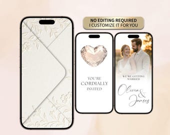 Wedding Digital Invitation With Diamond Animation, Animated Wedding Invite, Seller Edits For You