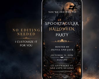 Animated Halloween Party Invitation Video, Personalized Spooky Digital Invite, Haunted House Invitation