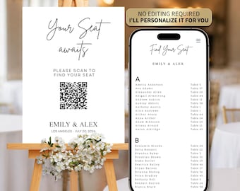 Wedding Seating Chart with QR Code, Digital Seating Website, Find Your Seat