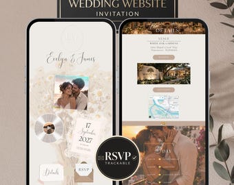 Custom Wedding Website Invitation with Trackable RSVP, Countdown & Music, Digital Wedding Invite