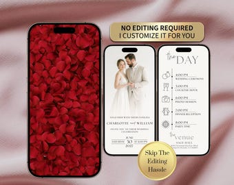 Animated Wedding Invitation Video with Red Rose Petals, Electronic Wedding Invite for Mobile