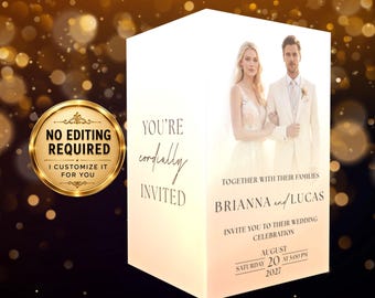 Animated Wedding Invitation Video, Digital Invite, Personalized Wedding Evite