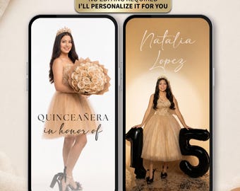 Quinceañera Save the Date Video, 10 Photo Collage, Animated Sweet 15 Digital Invite