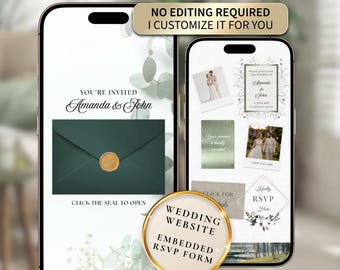Old Money Wedding Website, Elegant Garden Digital Invite, Embedded RSVP Form