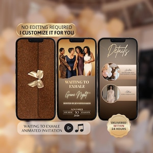 Waiting to Exhale Game Night Invitation, Animated Ladies Party Video Invite, Personalized Digital Evite