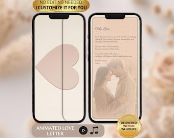 Personalized Animated Love Letter Video, Romantic Valentine's Day Gift (Digital Download)