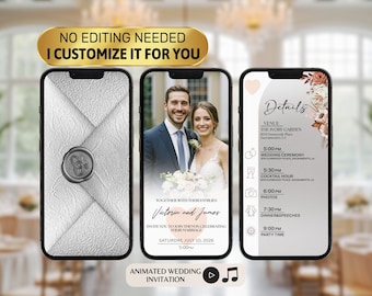 Animated Wedding Invitation Video: Envelope Opening, Customizable Evite