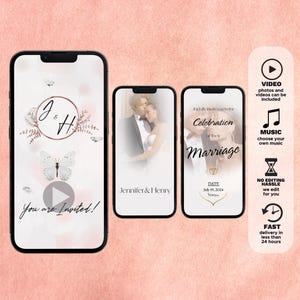 Schmetterling Hochzeitsvideo, Einladung, Elegante Hochzeitseinladung, Animierte Hochzeitseinladung, Individuelle Einladung, Digitale Hochzeitseinladung