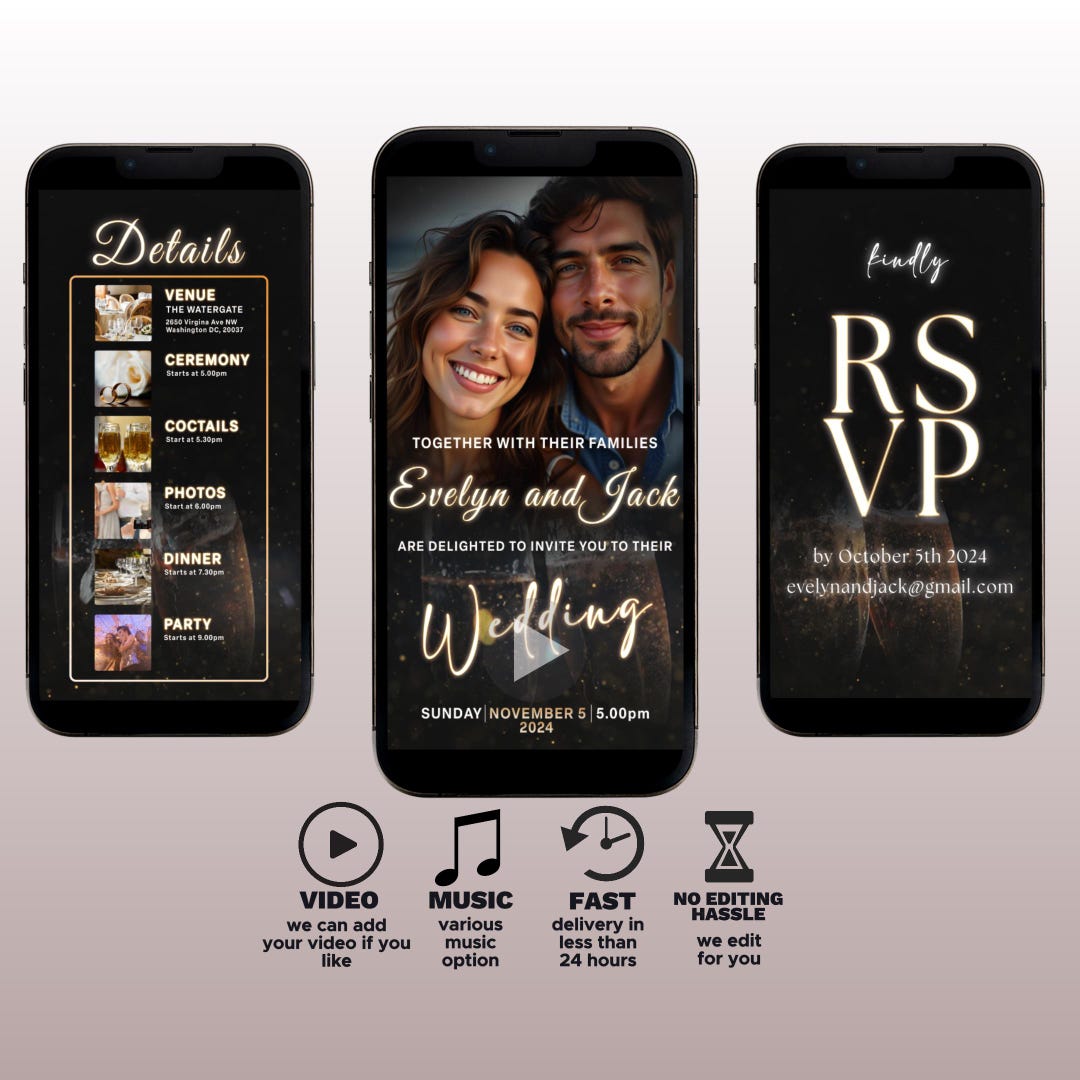 Video Invites Animated Wedding Video Invitation: Customizable Digital Announcement - Etsy