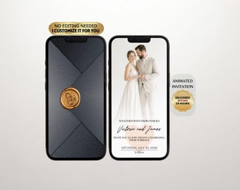 Animated Wedding Invitation Video, Luxury Digital Wedding Invite, Envelope Opening Animation