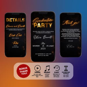 2025 Graduation Video Invitation: Animated Party Evite (Digital)