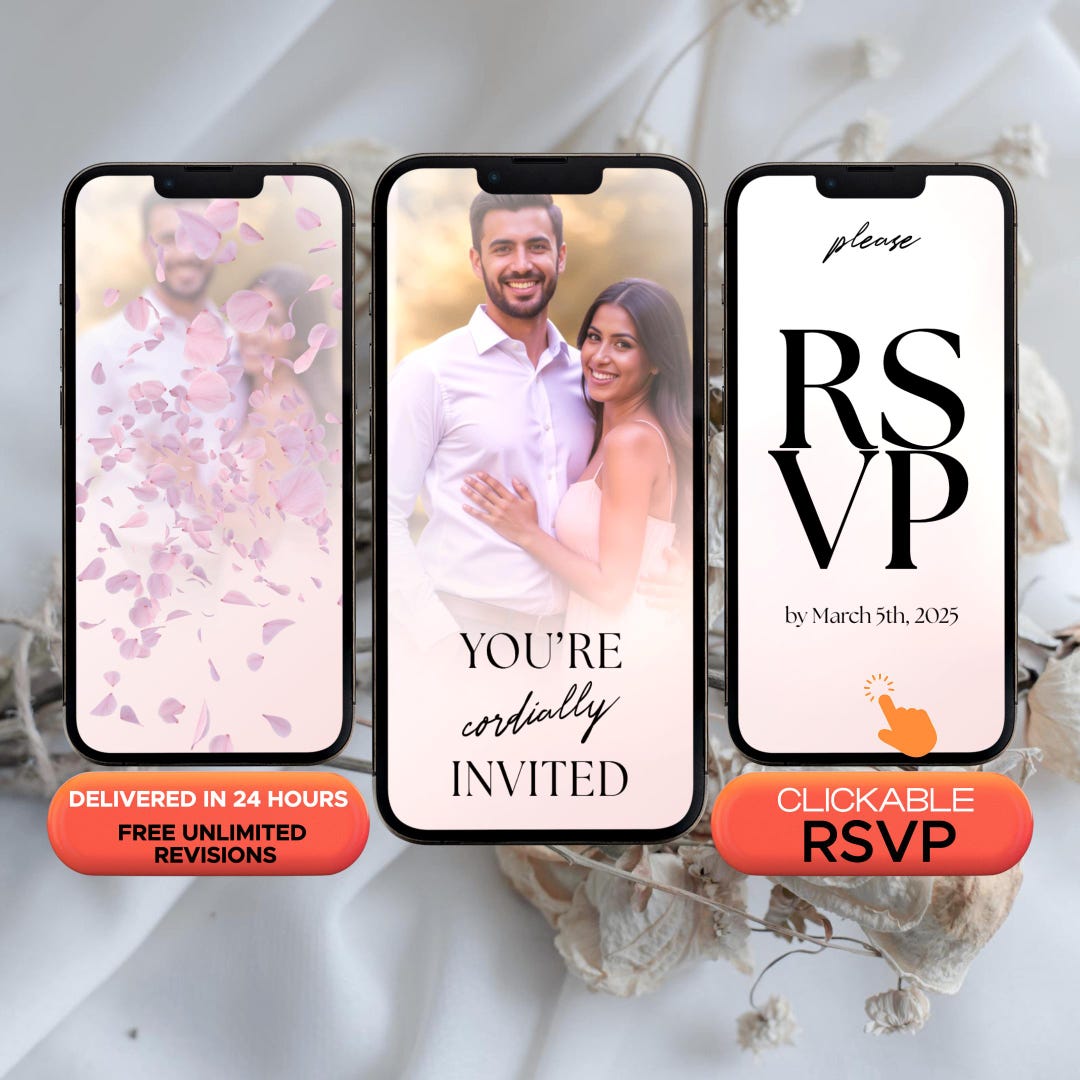Digital Wedding Invitation: Clickable RSVP, Customizable Design - Etsy