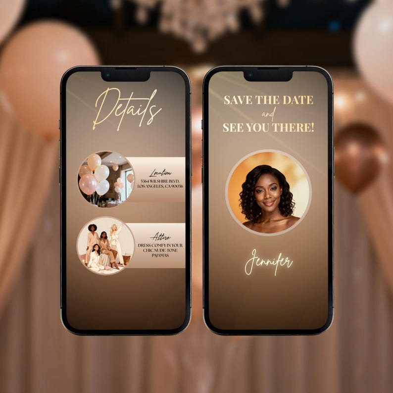 Waiting to Exhale Pajama Party Invitation, Elegant Gold Animated Evite image 7