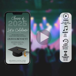 2025 Graduation Video Invitation: Animated Grad Party Evite