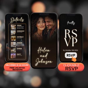 Trackable Wedding Invitation RSVP, Customizable Digital Invite, Online Wedding Website with Clickable RSVP Form