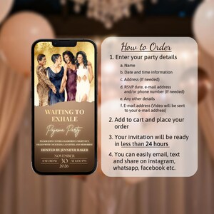 Waiting to Exhale Pajama Party Invitation, Elegant Gold Animated Evite image 5