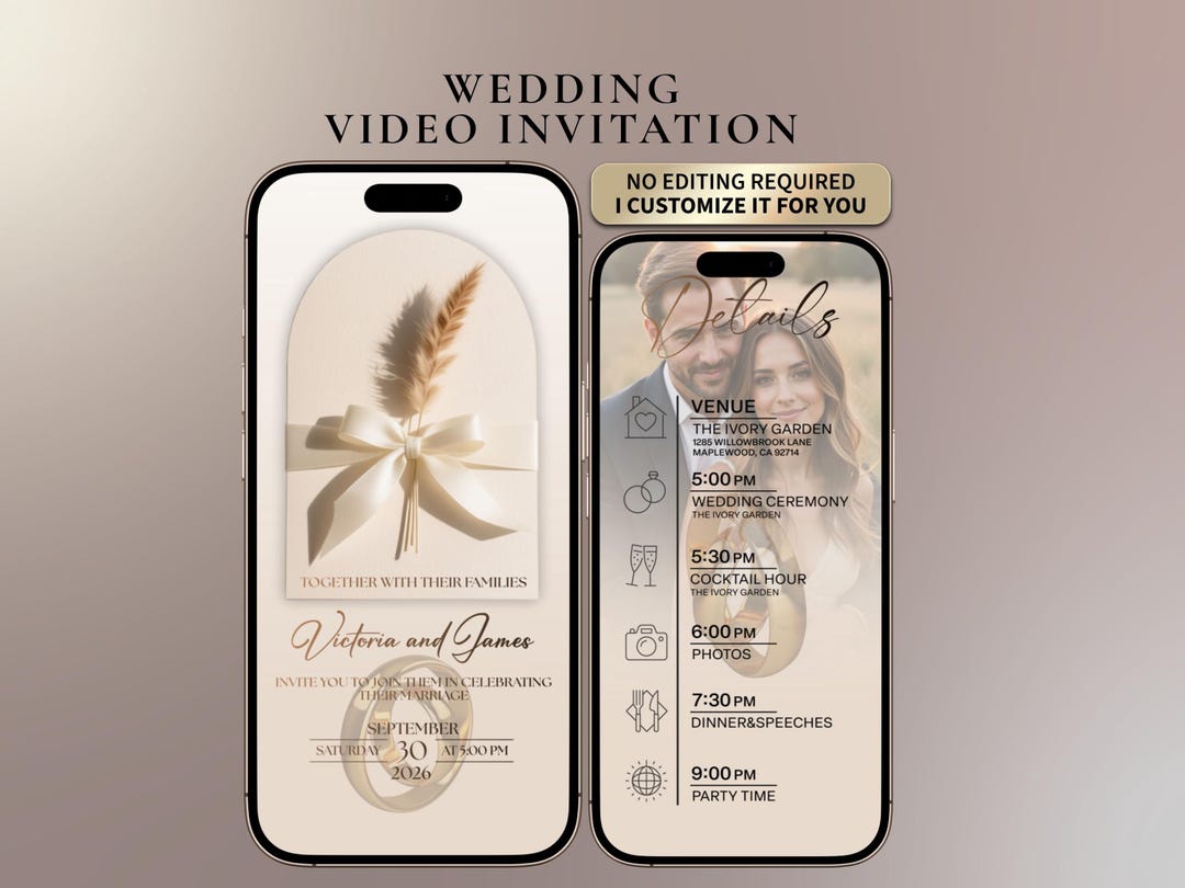 Video Wedding Invitation, Custom Animated Digital Invite ...