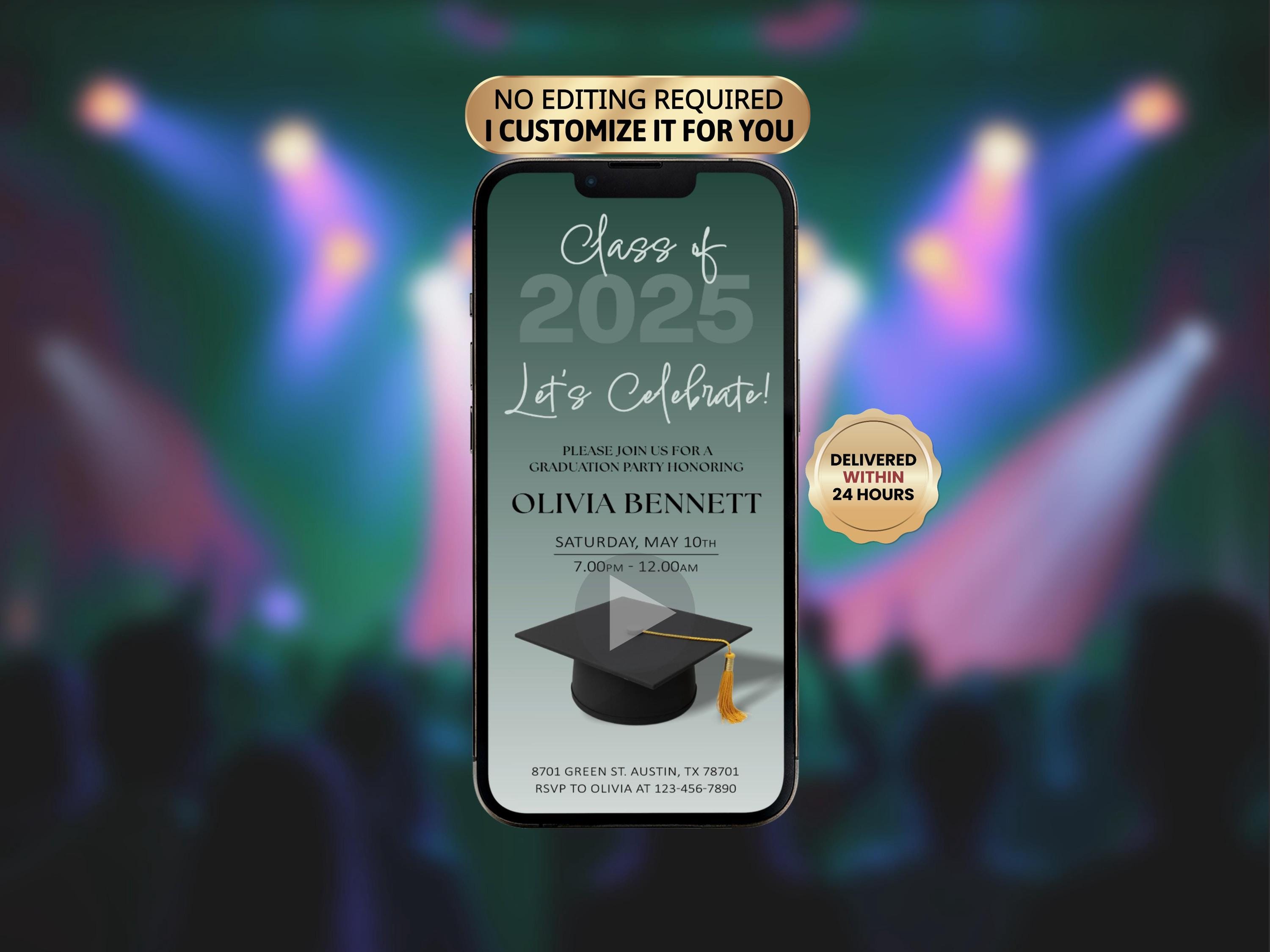 Digital Graduation Video Invitation, Animated Grad Party Invite ...