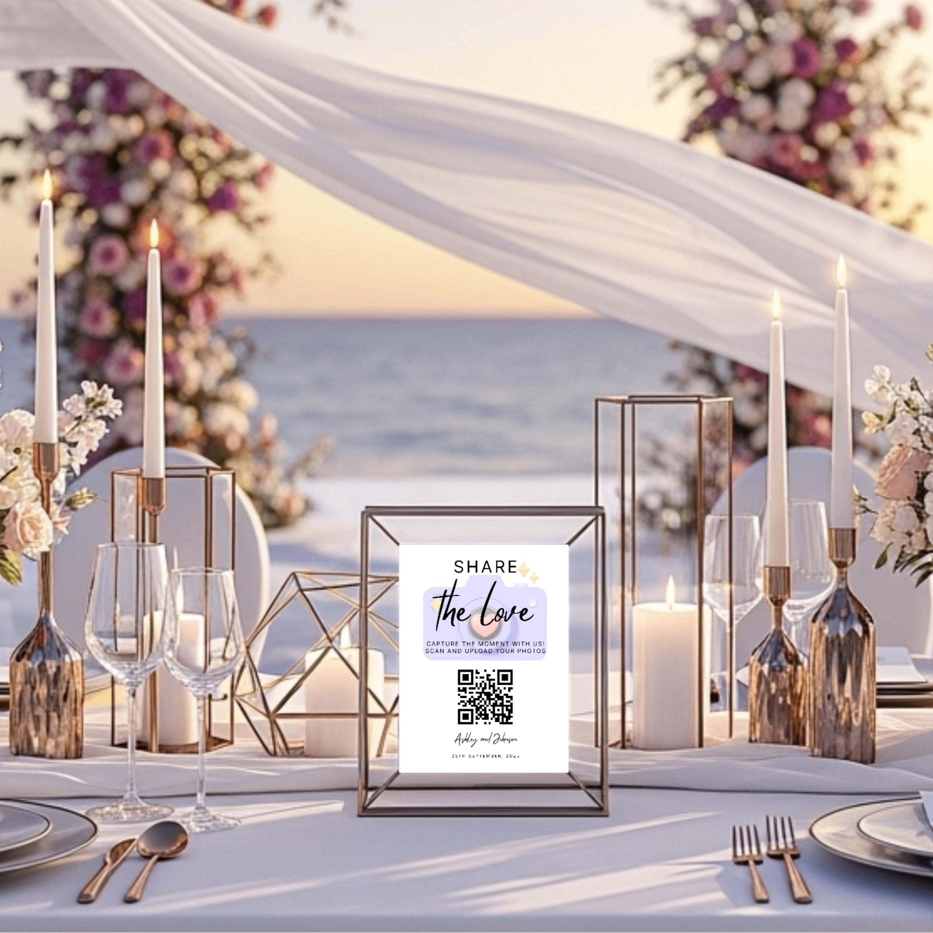 Custom Wedding Photo Sharing Sign: "share the Love" QR Code (printable ...
