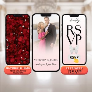 Wedding Invitation RSVP Clickable, Customizable Digital Invite, Digital Wedding Invitation Website with Online RSVP Form