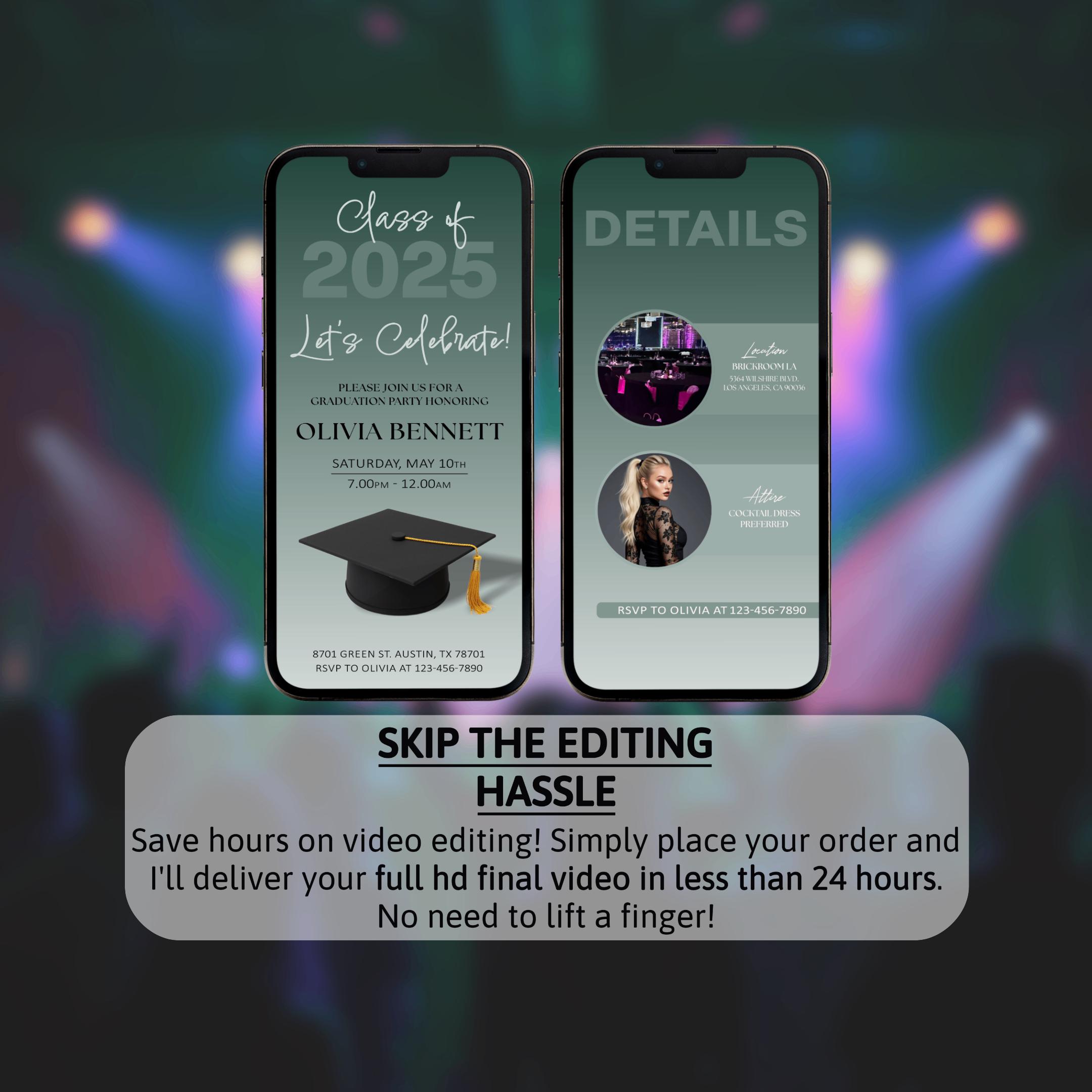 Digital Graduation Video Invitation, Animated Grad Party Invite ...