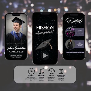 Vidéo d'invitation pour l'obtention du diplôme 2025, faire-part de fin d'études animé, invitation à l'obtention du diplôme, invitation à une fête de finissants, faire-part de fin d'études animé pour l'obtention du diplôme universitaire