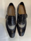 Handmade mens formal Black leather Oxford Shoes  Wedding one strap  Dress Shoes