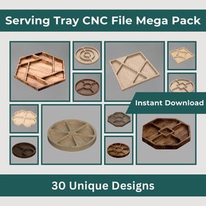 Arquivos de bandeja de serviço CNC Mega Bundle, download instantâneo de 30 designs de arquivo digital para presentes DIY e produtos de mercado