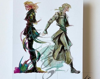 Aquarel kunstprint van Jimin in zijn outfit voor de Arrang Tour.