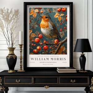 William Morris Robin Bird Print, William Morris-tentoonstellingsafdruk, poster van hoge kwaliteit, William Morris-poster, vintage Morris-kunst (M3_317)