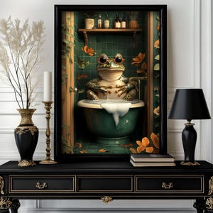 Funny animals Print, Funny Frog Bathroom Wall Art Decor, Toilet Humor, Bathroom animals Wall Art, Toilet Poster (34)
