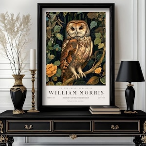 Affiche hibou de William Morris, estampe d'exposition William Morris, affiche de haute qualité, affiche William Morris, art mural vintage Morris (M2_149)