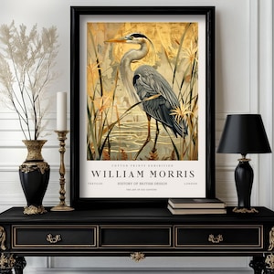 William Morris Heron-tryck, William Morris utställningstryck, högkvalitativ affisch, William Morris-affisch, Morris väggkonst (M3_413)